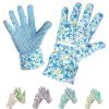 Blue Floral Gardening Gloves for Women