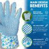 Blue Floral Gardening Gloves for Women
